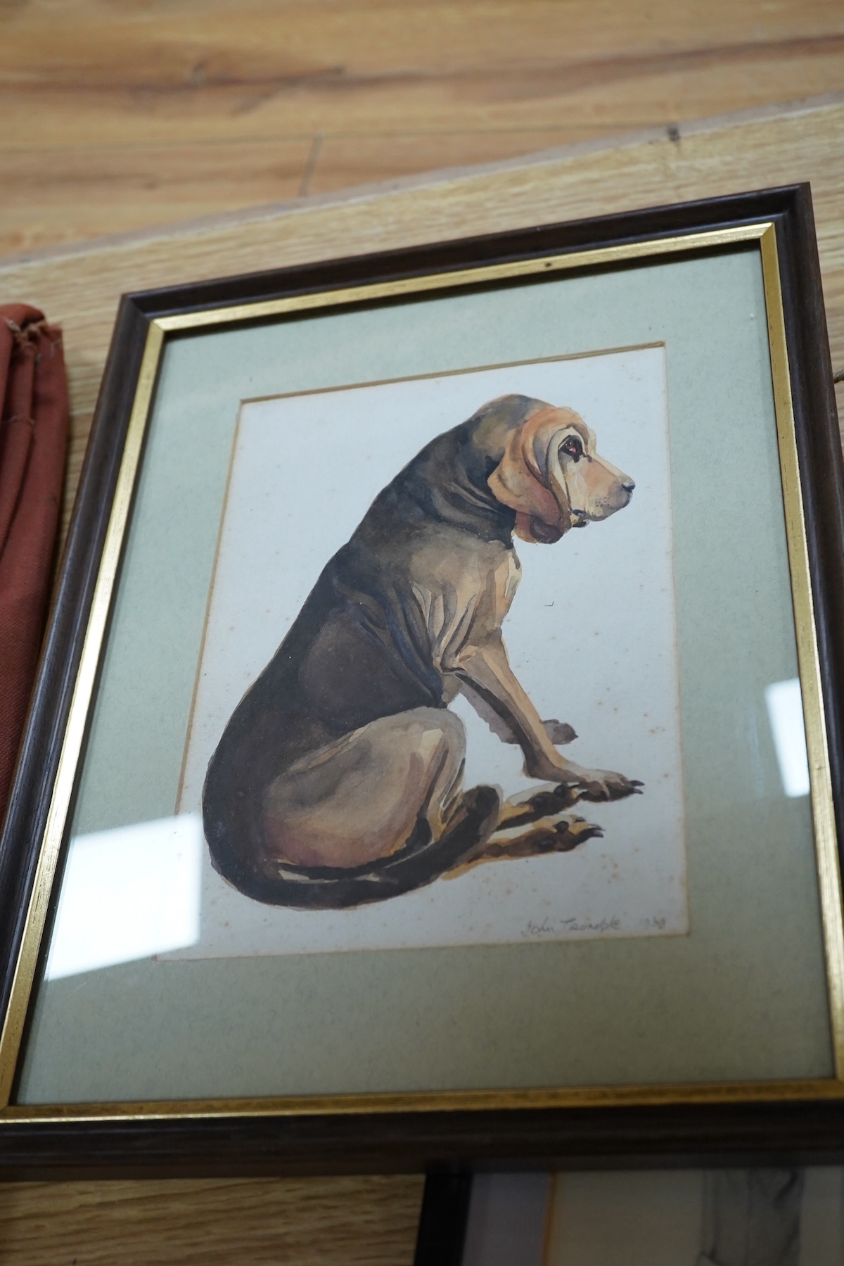 J. Trumble (20th. C), a large folio of watercolours, pencil sketches and oil paintings, to include landscapes and still lifes, together with three framed examples to include a Bloodhound, some signed, largest 45 x 36cm.